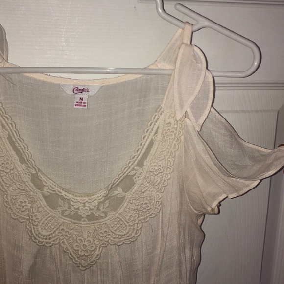 White Lace and Linen top - Picture 2 of 4